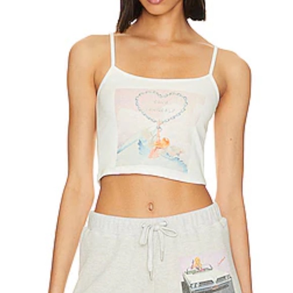 NWT Boys Lie White Ribbed Tank Top Size M/L Crop Top Rhinestone adjustable strap - Picture 2 of 14